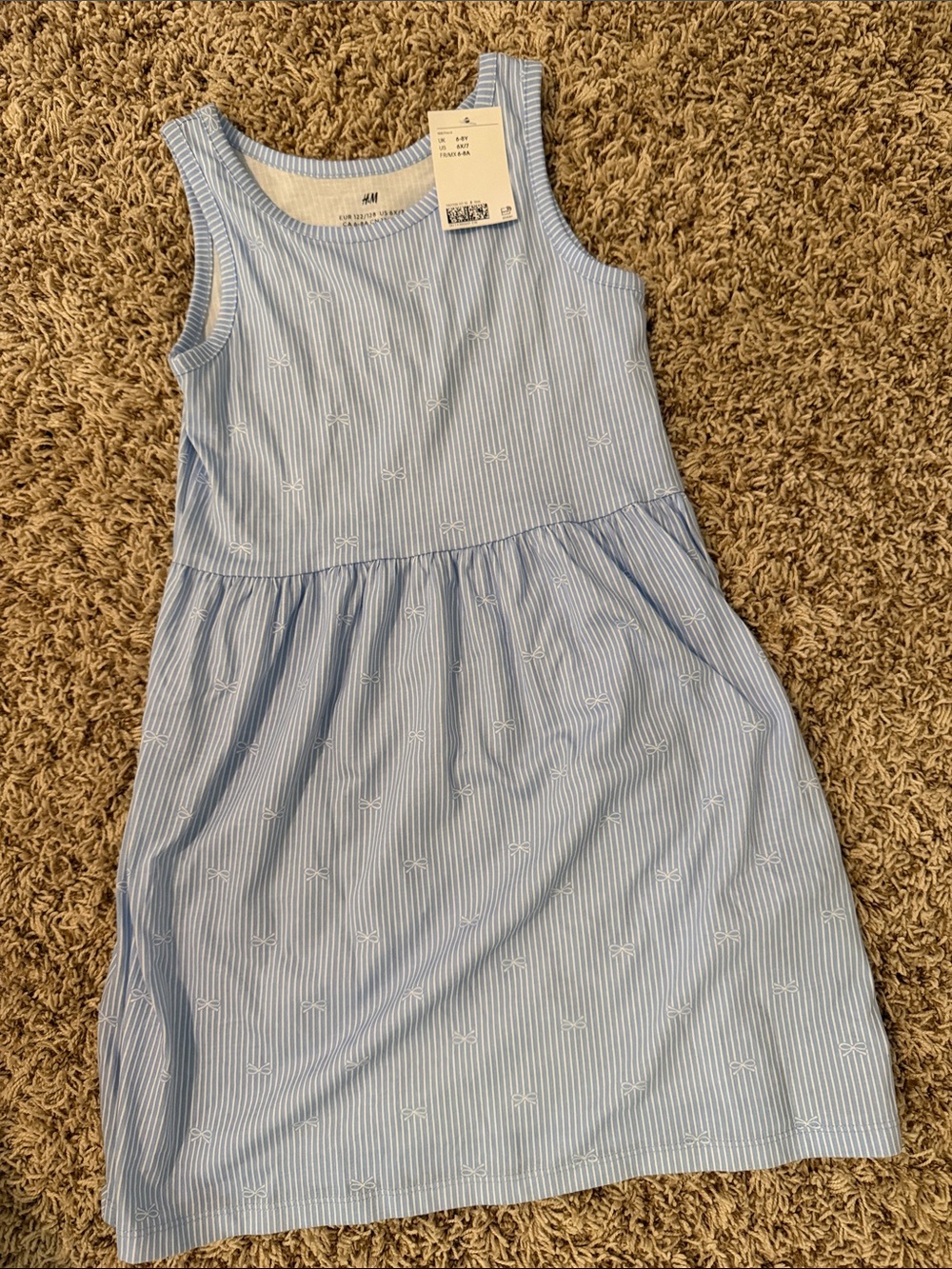 H&M Light Blue and White Pinstripe Sleeveless Dress